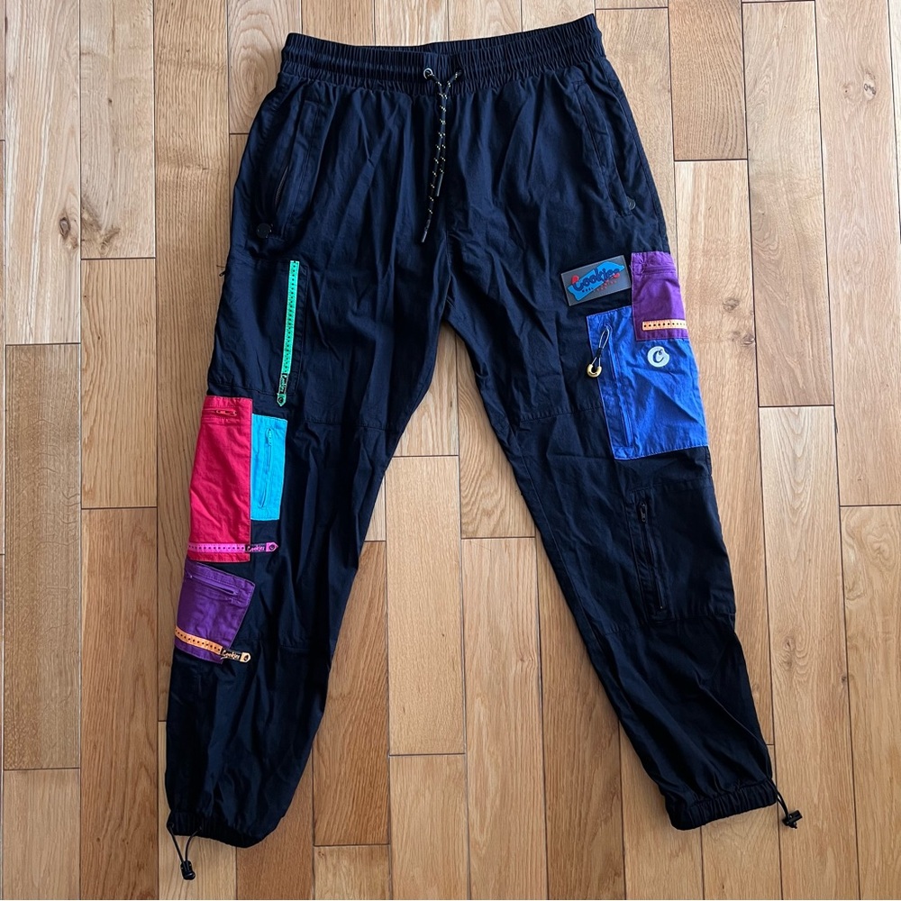 Cookies All Conditions Mens Black Cargo Joggers Patchwork Pocket Ripstop Pants M